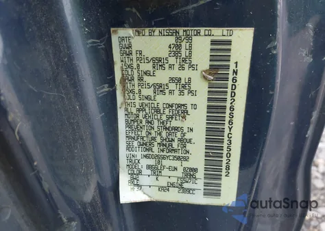 2000 Nissan Frontier Xe from USA, damaged, VIN 1N6DD26S6YC350282